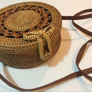 Handmade Rattan Circle Crossbody